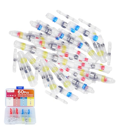60 Stück Kabelverbinder Set, Quetschverbinder Set, Stoßverbinder, Lötverbinder, Schrumpfverbinder Wasserdicht Set, Kabelverbinder Quetschverbinder Set, Weiß Rot Blau Gelb von beejune