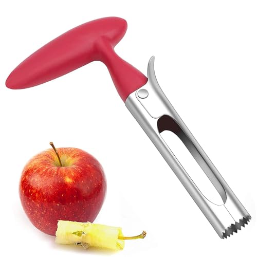 Apfelentkerner Apfelausstecher, Apfelausstecher, Apfelstecher, Apfelkernausstecher, Gezackte Edelstahlklinge, Für Birnen, Paprika,Fuji, Honeycrisp, äpfel (Rot) von beejune