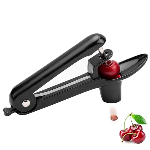 Kirschentkerner Edelstahl, Kirschkernentferner, Kirschentsteiner Manuell, Kirschenentkerner, Obstentkerner Cherry Corer Entferner, Für Schnell Entsteiner Kirschen (Schwarz) von beejune