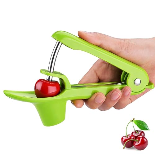 Kirschentkerner Edelstahl, Kirschkernentferner, Kirschentsteiner Manuell, Obstentkerner, Obstentkerner Cherry Corer Entferner, Hand Fruit Entkernen, Für Schnell Entsteiner Kirschen (Grün) von beejune