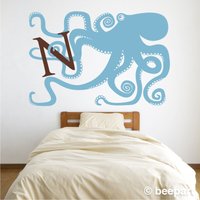 Personalisierter Oktopus Wandaufkleber Monogramm Vinyl Wandaufkleber, Meereskreatur Design Personalisierter Oktopus Wandaufkleber Monogramm Vinyl Wandaufkleber, Meereskreatur Design von beepart