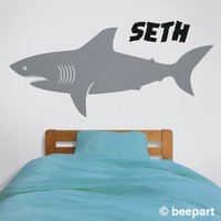 Personalisierte Haifisch-Vinylwandaufkleber Meeresbewohner-Wandkunst von beepart