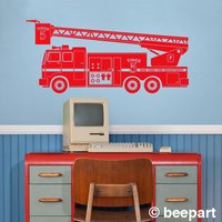 Personalisiertes Feuerwehrauto Wandtattoo Für Schlafzimmer Aufkleber Kinderzimmer Dekor Personalisiertes Vinyl Jungenzimmer von beepart
