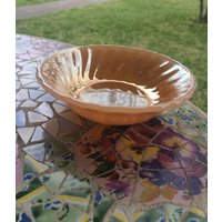 Antike Anchor Hocking Goldene Peach Luster Swirl Dessertschale von beffyfaye