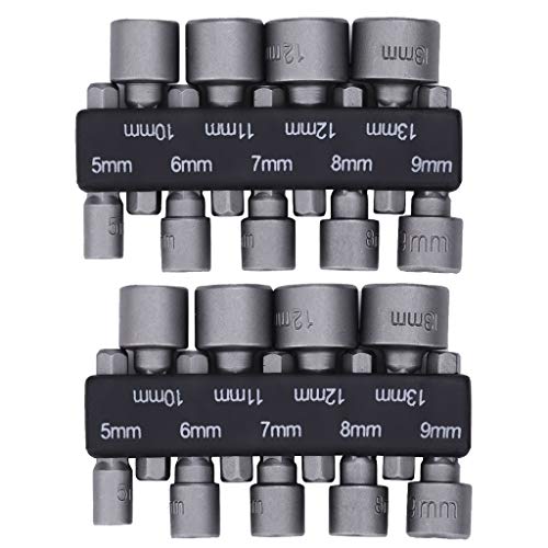 behone 2×9 Steckschlüssel Satz Stecknuss Bit Adapter 5mm-13mm Werkzeug Nuss Nüsse Stecknuss Muttern Magnetische Bit-Adapter, 1/4 Zoll, Innensechskant-Muttern für Bohrer oder Akkuschrauber behone 2×9 Steckschlüssel Satz Stecknuss Bit Adapter 5mm-13mm Werkzeug Nuss Nüsse Stecknuss Muttern Magnetische Bit-Adapter, 1/4 Zoll, Innensechskant-Muttern für Bohrer oder Akkuschrauber von behone