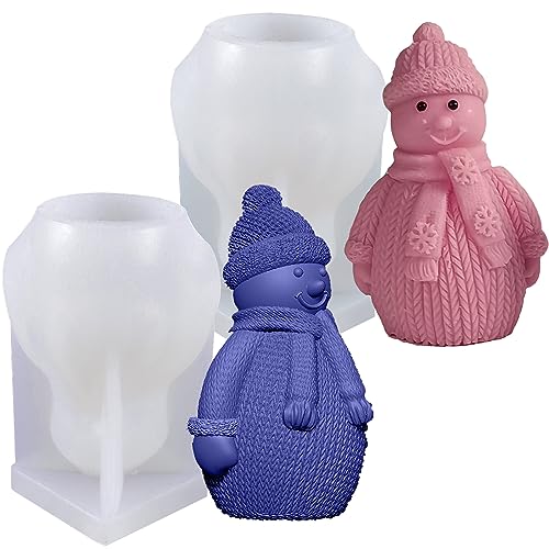 behone 3D Weihnachten Schneemann Silikonform 2 Stück Silikonformen Gießformen DIY Schneemann Gießform Fondant Silikon Form Kerzengießform für die Herstellung von Kerzen,Aromasteinen,Schokolade von behone