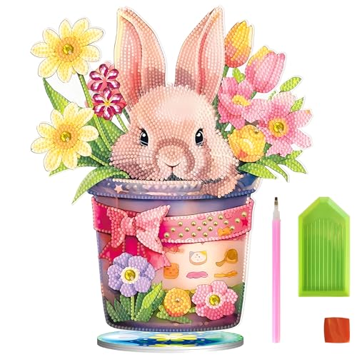 behone Ostern Diamond Painting 5D Kits,Diamond Painting Ostern,Diamond Painting Kinder Ostern DIY Diamant Painting Osterhase für Kinder Kunst Handwerk Geschenk DIY Malerei für Wand Dekoration 29.5cm von behone