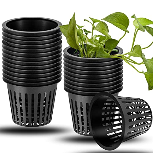 behone Inherited 20 Stück Wasserkultur Pflanzkorb, Pflanzkorb für Hydrokultur-Pflanzen, Net Pot für hydroponics Garden Net Cup Töpfe Kunststoff Hydroponics Net Pot Eimer Korb, Schwarz von behone