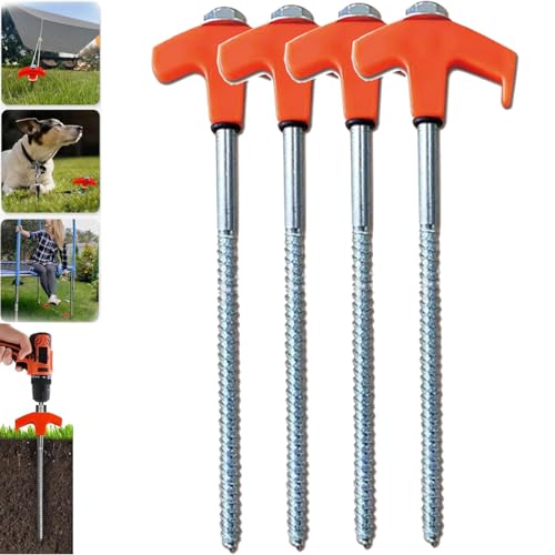 8" Screw in Tent Stakes - Ground Anchors Screw In,Tent Stakes Heavy Duty 2024,Tent Pegs Camping Stakes,Drillable Tent Stakes - Tent pegs Screw Type,Tent Stakes for Outdoor Camping (12 Pcs,Orange) von behound