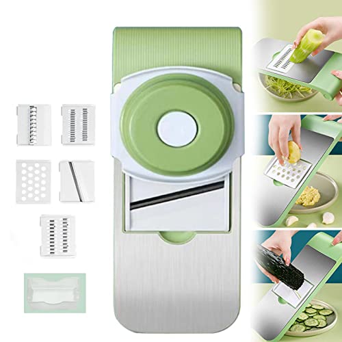 Multifunction Vegetable Cutter, Multi-Purpose Vegetable Slicer, Professional 5 In 1 Vegetable Fruits Julienne Chip Slicer, Safe Slicer For Kitchen (Green A) von behound