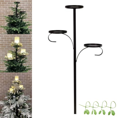 behound Black Triple Tree Topper, Christmas Candelabra Tree Topper, 3 Tier Christmas Tree Candle Holder, Unique Christmas Tree Topper Holder, Triple Tree Topper Shelf for Christmas Tree (36in,1) von behound
