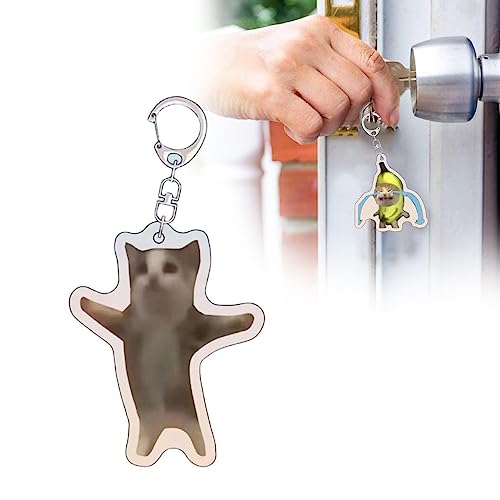 behound Funny and Cute Banana Tree Cat Crying Sounds Keychain, Banana Tree Cat Keychain Miniblings Charm Key Ring, Crying Cat Keychain, Sound Making Banana Crying Cat Keychain (Happy Cat) von behound