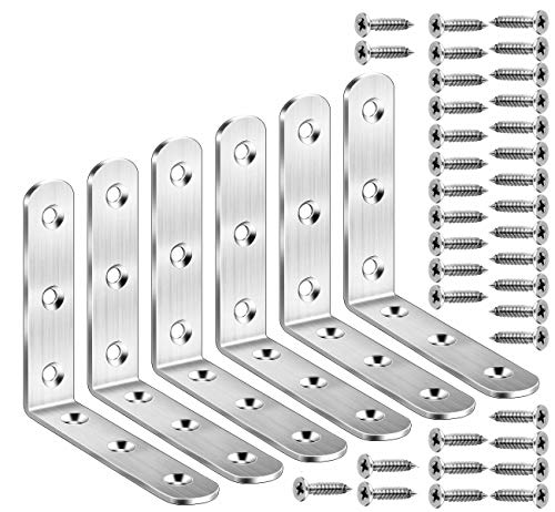 beihuazi® 6Stk Winkelverbinder Edelstahl Winkel Klammern 80*80mm Möbel Metallwinkel Mit Schraube für Anbau Winkel Bracket von beihuazi