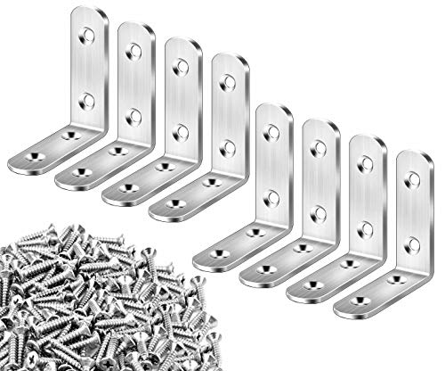 beihuazi® 8Stk Winkelverbinder Edelstahl Winkel Klammern 65 x65 mm L-Form Rechtwinkliges Edelstahl Ecke Klammer Möbel Winkel Mit 32 Screws für Tabelle Stuhl Bücherregal Silver von beihuazi