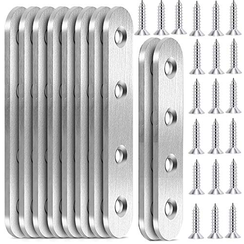 beihuazi® Flachverbinder Edelstahl Lochplatte Holzverbinder 10Stk Metallverbinder mit Schrauben für Hartholzkonstruktion und Holzgeländern von beihuazi