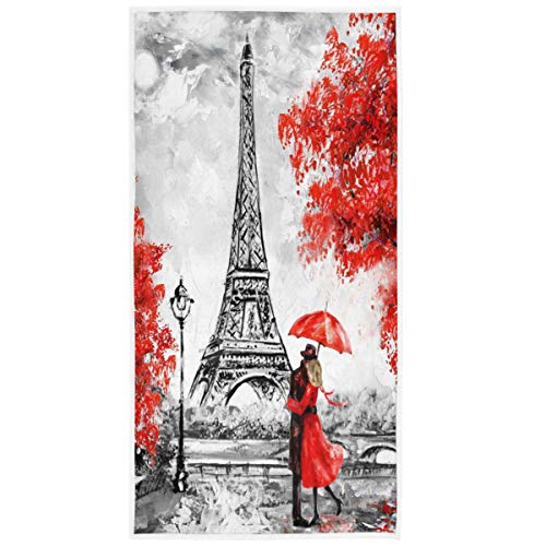 Badehandtuch Paris Straße Eiffelturm Rot Romantisch Camping Handtuch Leichtes Strandtuch Saugfähiges Mikrofaser Handtücher, Für Schwimmen, Wandern, 40x70cm von beijinghongyuyuanshangmaoyouxiangongsi