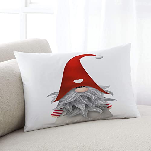 Dekokissen Kissenbezüge 40x60cm, Frohe Weihnachten Schöne Weihnachtsmann GNOME Red Hat Zierkissenbezüge Waschbar Mit Reißverschluss Wurfkissenbezügen, Für Garten, Sofa, Wohnzimmer von beijinghongyuyuanshangmaoyouxiangongsi
