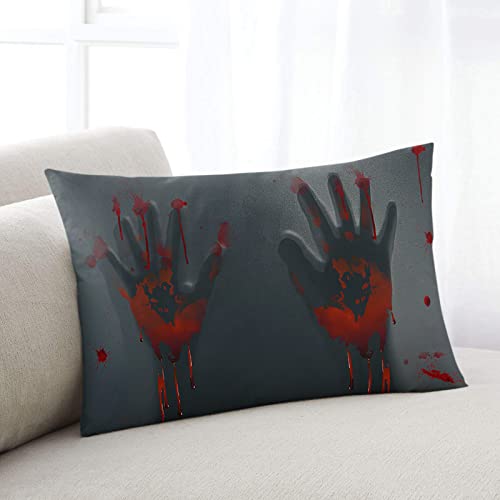 Dekokissen Kissenbezüge 40x60cm, Halloween Grusel Handabdruck Schatten Hilfe Horror Wurfkissenbezügen Wohnkultur Moderne Kopfkissenbezug Mit Reißverschluss, Für Draussen, Schlafzimmer, Auto von beijinghongyuyuanshangmaoyouxiangongsi