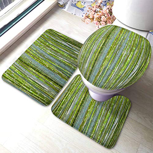 Set 3 Teilig Badvorleger Arashiyama Bambus Kyoto, Japan Grün Kontur Badteppich Weiche Dekorative Bade-Matte + Kontur + Wc-Deckelabdeckung, Für Wohnzimmer, Wc-Sitz Bezug von beijinghongyuyuanshangmaoyouxiangongsi