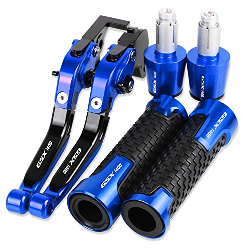 beisyy Für Suzuki GSX1400 GSX 1400 2001-2007 Motorrad CNC Zubehör Bremskupplungshebel Lenker Handgriffe Einstellbar Klapp Ausziehbar Mit Logo Hebel (Farbe : Blau) von beisyy
