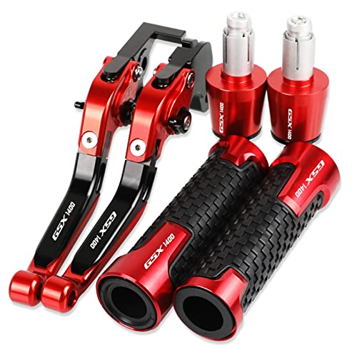 beisyy Für Suzuki GSX1400 GSX 1400 2001-2007 Motorrad CNC Zubehör Bremskupplungshebel Lenker Handgriffe Einstellbar Klapp Ausziehbar Mit Logo Hebel (Farbe : Rot) von beisyy