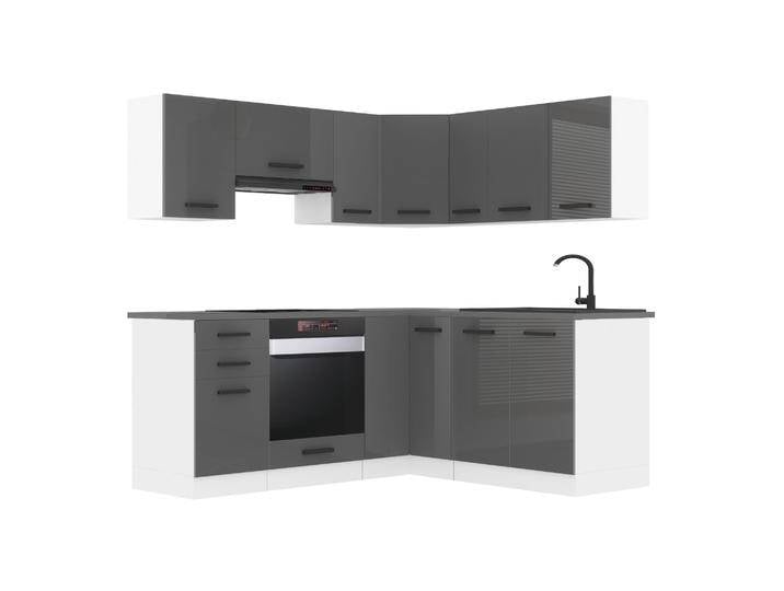 Belini Eckküche Premium 380 cm Hochglangrau mit Arbeitsplatte SARAH Hersteller INF SARAH/2/WT/S/B/B1 von belini