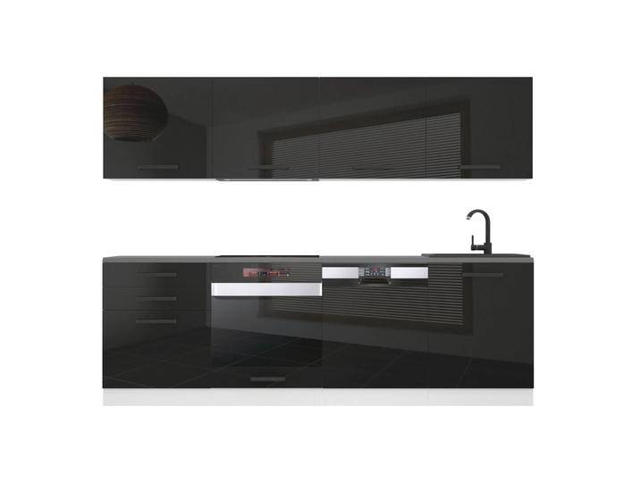 Belini Küchenzeile Premium Komplettversion 240 cm Hochglanzschwarz Arbeitsplatte ALICE Hersteller INF ALICE/0/WT/B/B/ B1 von belini