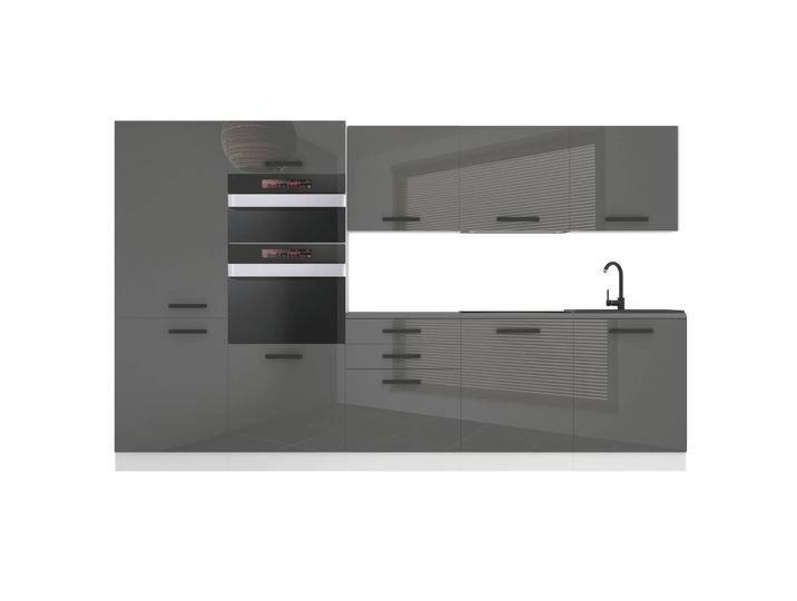 Belini Küchenzeile Premium Komplettversion 300 cm Hochglanzgrau mit Arbeitsplatte GRACE Hersteller INF GRACE/0/WT/S/B/B1 von belini