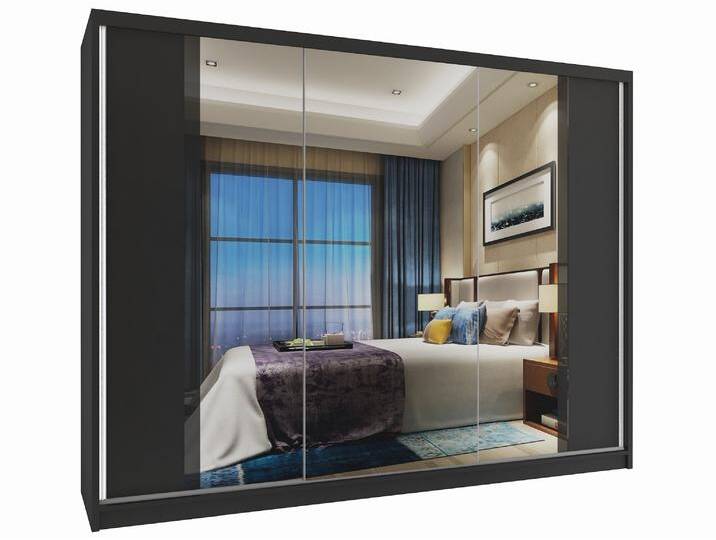 Kleiderschrank 235 cm Belini schwarz matt mit Schiebetüren und Spiegel Hersteller MV SZP4/2/1B/2B1L/B/HI Kleiderschrank 235 cm Belini schwarz matt mit Schiebetüren und Spiegel Hersteller MV SZP4/2/1B/2B1L/B/HI von belini