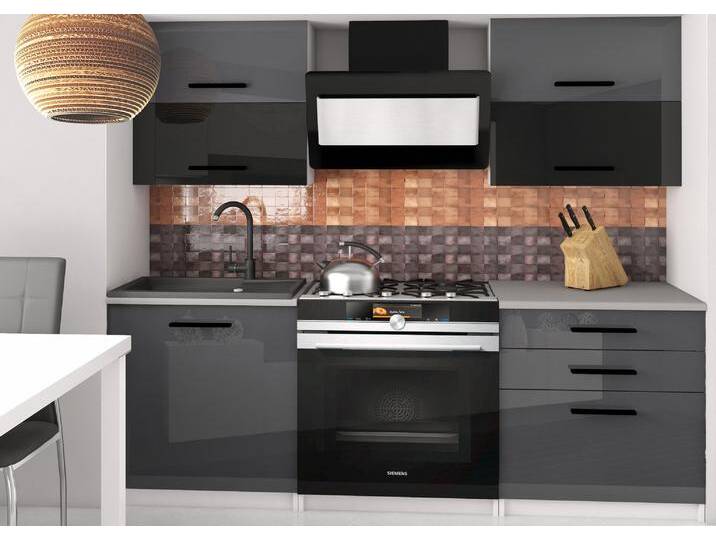 Küchenzeile Belini 120 cm grau glänzend / schwarz glänzend mit Arbeitsplatte Eleganta2 Hersteller INF ELEGANTA2/2/WT/SBS/0/B1 Küchenzeile Belini 120 cm grau glänzend / schwarz glänzend mit Arbeitsplatte Eleganta2 Hersteller INF ELEGANTA2/2/WT/SBS/0/B1 von belini