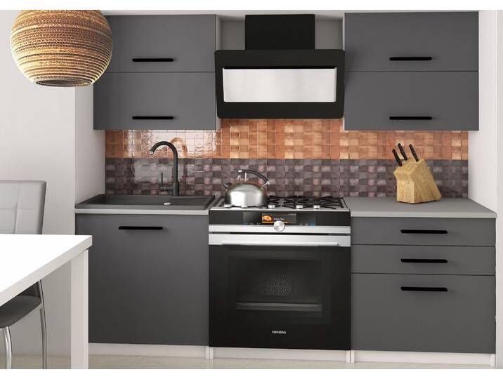 Küchenzeile Belini 120 cm grau matt mit Arbeitsplatte Eleganta2 Hersteller TOR ELEGANTA2/3/WT/SR/0/B1 von belini