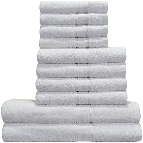 Casabella 10-teiliges luxuriöses weiches Handtuch-Set für Gesichtshandtücher, Badezimmer, Weiß, 10 Stück von Casabella