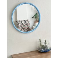 20 "Spiegel Wand Dekor, Neues Baby Zimmer Blauer Spiegel, Perlenspiegel, Jungen Geschenk, Weihnachtsgeschenk, Zuhause Geschenk von bellabohemiandesign