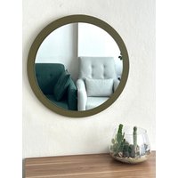 Grüner Runder Hängender Spiegel, Baby-Raum-Dekor, An Der Wand Befestigter Hölzerner Aufbereiter-Spiegel, Badezimmerspiegel, Housewarminggeschenk Grüner Runder Hängender Spiegel, Baby-Raum-Dekor, An Der Wand Befestigter Hölzerner Aufbereiter-Spiegel, Badezimmerspiegel, Housewarminggeschenk von bellabohemiandesign