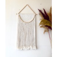 Perlen Makramee Wandbehang | Boho Wanddeko Gewebter Wandbild Einweihungsparty Geschenk Muttertagsgeschenk von bellabohemiandesign