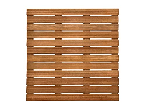 Belladoor Terrassenfliese Bangkirai | 1 Stück x 100 x 100 x 2,4 cm = 1 m² | Fein Geriffelt | Holzfliese | Terrassenfliesen aus Bangkirai-Holz | Beständiger Balkon-Bodenbelag | 14 Latten von belladoor