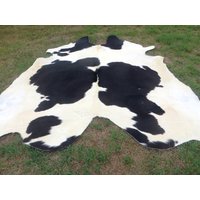 Schwarz & Weiß Große Neuer Rindsleder Teppich Naturhaare Auf - 6x6 Ft Größe Ca. Tri-Color Weicher Haarteppich Kuhfell B-S von bellamirella