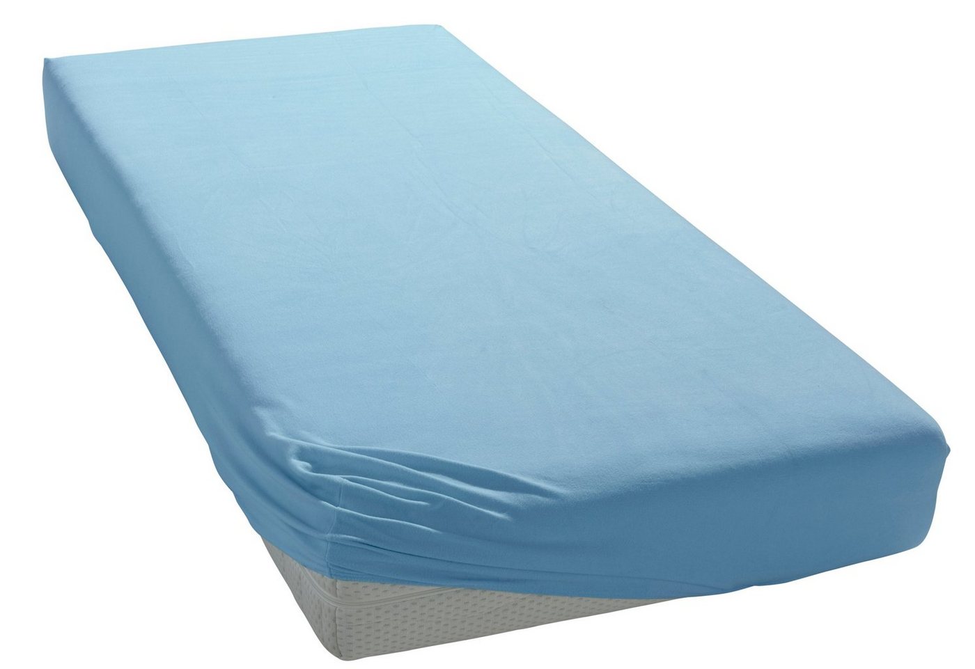 Spannbettlaken Jersey-Elasthan Aqua in Gr. 90x200, 140x200 oder 180x200 cm, bellana, Jersey, Gummizug: rundum, (1 Stück), aus Baumwolle, für Matratzen bis 35 cm Höhe, Bettlaken, Spannbetttuch von bellana