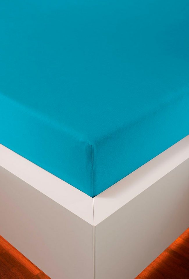 Spannbettlaken Jersey-Elasthan Aqua in Gr. 90x200, 140x200 oder 180x200 cm, bellana, Jersey, Gummizug: rundum, (1 Stück), aus Baumwolle, für Matratzen bis 35 cm Höhe, Bettlaken, Spannbetttuch von bellana