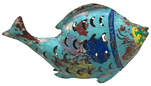 dekorative ausgefallene Metallfigur Fisch als Windlicht zum Stellen oder hängen 3 mögliche Größen (Metall, klein 21 x 5 x 13 cm) von bellarte