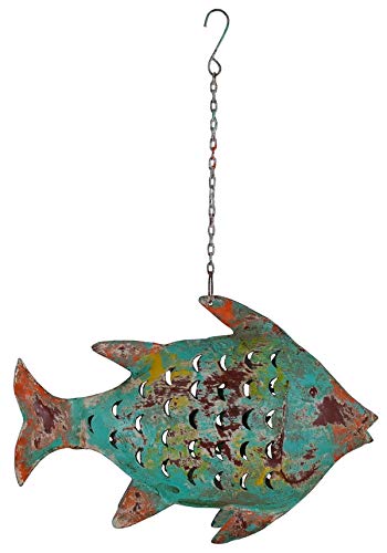 dekorative ausgefallene Metallfigur Fisch als Windlicht zum Stellen oder hängen 4 mögliche Größen (Metall, groß 44 x 10 x 30 cm hoch) von bellarte