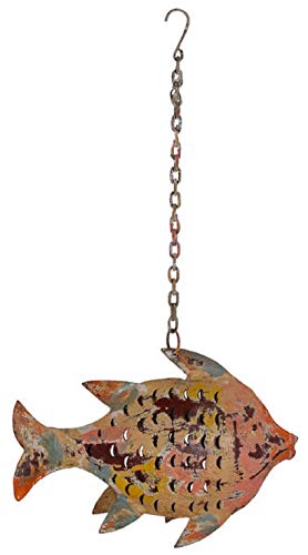 dekorative ausgefallene Metallfigur Fisch als Windlicht zum Stellen oder hängen in verschiedenen Größen (klein 31 x 7,5 x 22 cm hoch) von bellarte