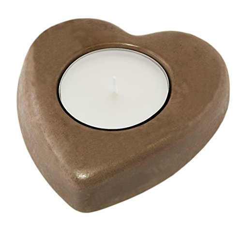 bellaton - Herz aus Beton romantischer Teelichthalter mit Jumbo-Teelicht als Dekoration, Geschenk, glanzton (braun) von bellaton