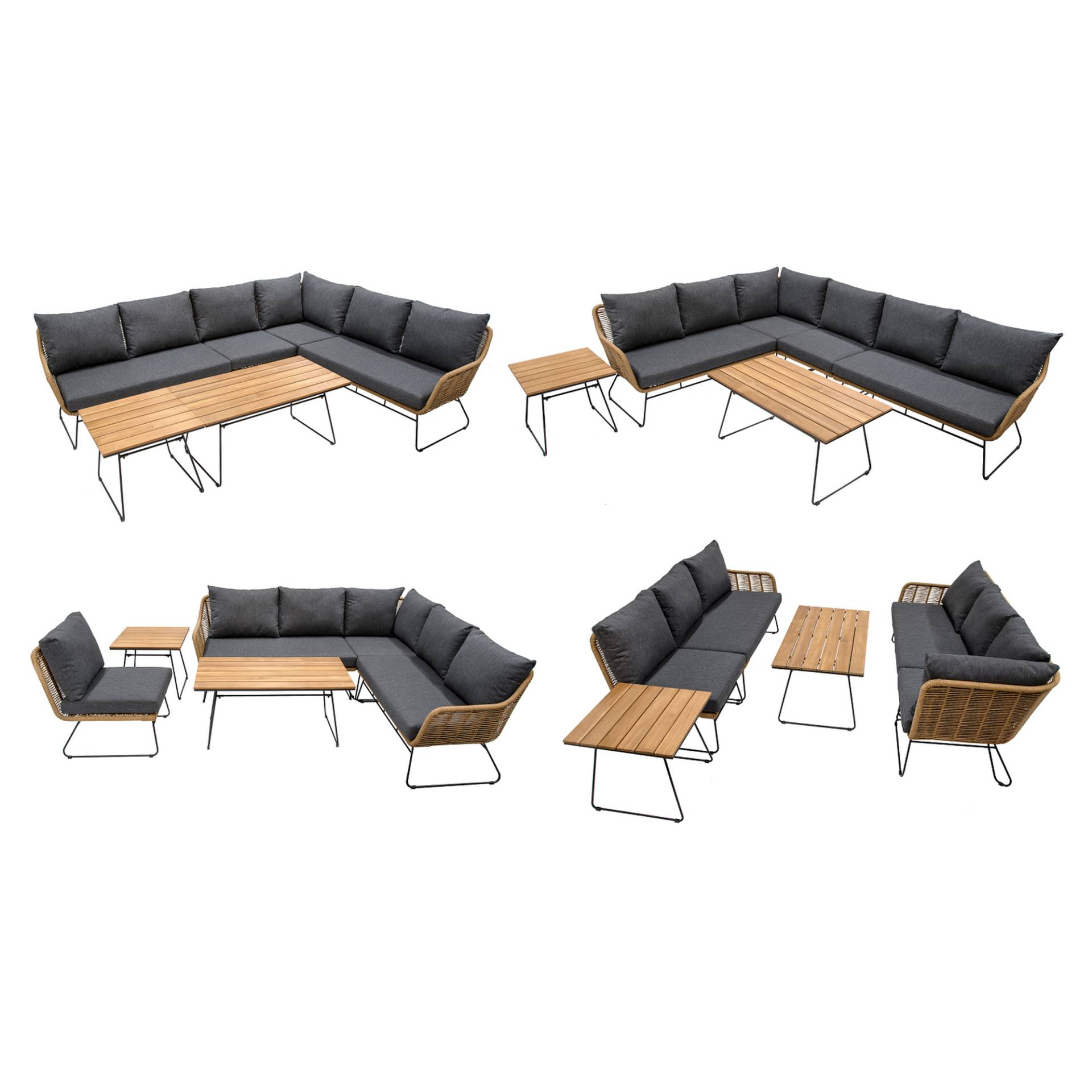 bellavista® Coffee-Lounge-Set 'Montreux' braun/grau 6-teilig von bellavista®