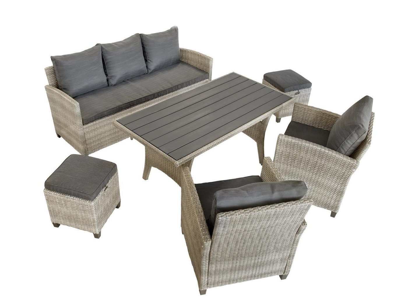 bellavista - Home&Garden® Gartenlounge-Set Rattan Gartenlounge Set Prato II grau, (Set, 6-tlg), für bis zu 7 Personen geeignet von bellavista - Home&Garden®