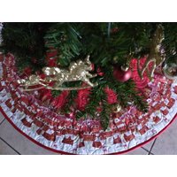 Rotgold Weihnachtsbaum-Rock, Extra Großer, Mittlerer Gesteppter Baum-Rock, Handgemachter 3 Größen von bellazahn