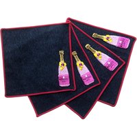 Champagner-Flasche Denim Cotton Cocktail Servietten - 4Er-Set von bellelinen