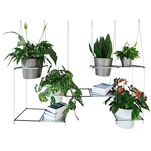 bellissa FILO Pflanzen Hängeregal Komplett Set 4 - schwebendes Gartenregal für Töpfe mit Blumen & Pflanzen - Hängendes Regal für Balkon - Outdoor - Innen von bellissa