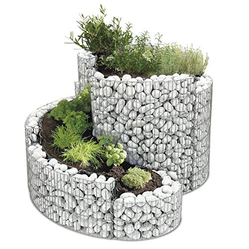 bellissa Gabionen Grünkraut-Kräuterspirale - 4501 - Steinkorb-Kräuterschnecke - Bausatz in Gartenbau-Qualität - 140 x 110 x 20/80 cm von bellissa