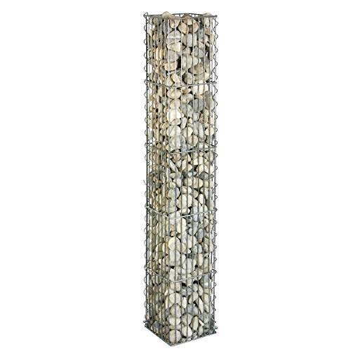 bellissa Gabionen-Steinsäule eckig - 95540 - Dekorative Gabionensäule für den Außenbereich - 20 x 20 x 125 cm von bellissa